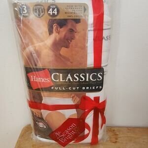 Hanes Classics Full-Cut Briefs White 3 Pack Size 44 Big & Tall New